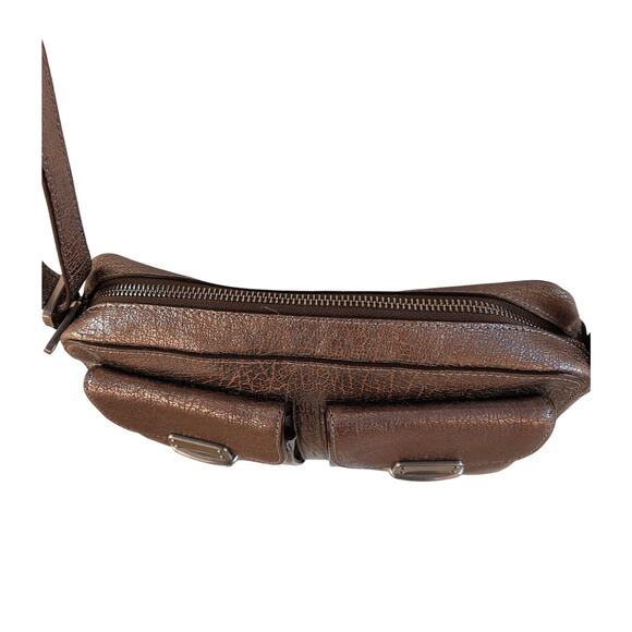 Fossil Riley Metallic Crossbody Bag Silver Foil Leather Camera Style Chic - Picture 11 of 12